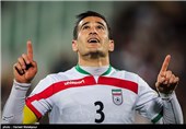 شادی احسان حاج‌صفی بازیکن تیم ملی فوتبال ایران پس از به ثمر رساندن گل