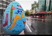 تهران بهاری در یک روز بارانی - خیابان ولیعصر تقاطع مطهری