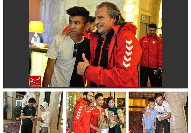 حضور مهاجرین در هتل محل اقامت تیم ملی فوتبال افغانستان+عکس