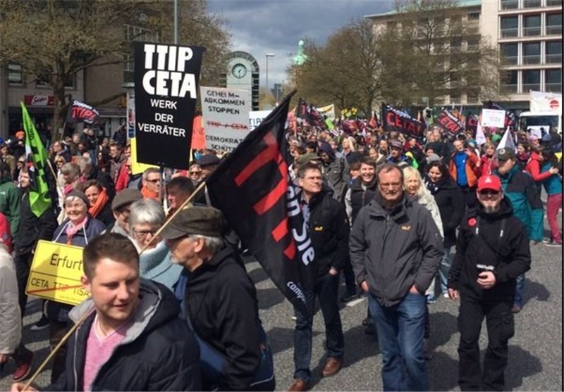 Rally Held in Hannover against TTIP Trade Deal A Day before Obama’s Visit