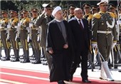 مراسم استقبال رسمی روحانی از رئیس‌جمهور آفریقای‌جنوبی