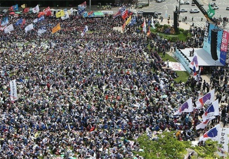 تظاهرات 30 هزار نفری به مناسبت روز کارگر در کره جنوبی
