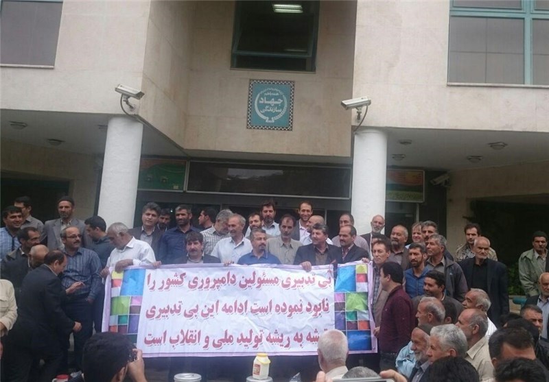 تجمع دامداران اصفهانی در اعتراض به عدم حمایت از تولید داخلی+ تصاویر