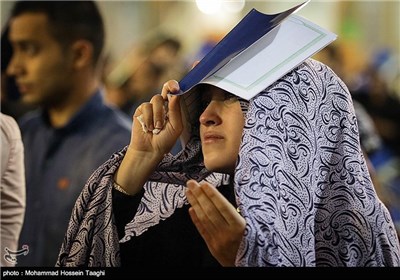 Iranian Worshippers Hold Vigil at Imam Reza Shrine in Mashhad