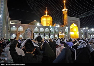 Iranian Worshippers Hold Vigil at Imam Reza Shrine in Mashhad