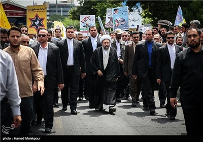حضور آیت‌الله صادق آملی لاریجانی رئیس قوه قضائیه در راهپیمایی روز قدس - تهران