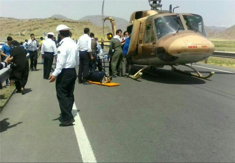 تصادف جاده اهر-تبریز, بالگرد اورژانس را به صحنه حادثه کشاند