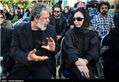ماهایا پطروسیان و حسن پورشیرازی در مراسم تشییع پیکر مرحوم عباس کیارستمی کارگردان سینما