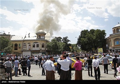 آتش سوزی در میدان تاریخی امام (ره) همدان