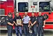عکس/ آتش نشان شهید ایرانی در جمع آتش نشانان کانادا