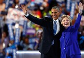 حضور اوباما در گردهمایی دموکراتها و حمایت از هیلاری کلینتون