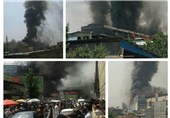 آتش سوزی مرکز تجاری در غرب کابل + تصاویر