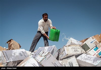 Substantial Quantity of Contraband Cigarettes Destroyed in Southern Iran