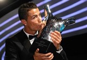 فیلم/لحظه انتخاب رونالدو به عنوان برترین بازیکن اروپا