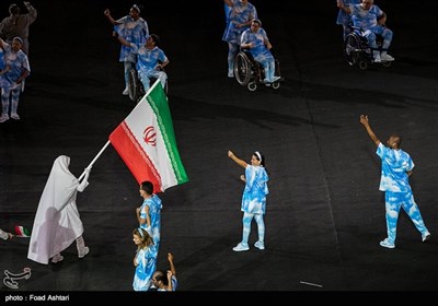 رژه کاروان ایران در مراسم افتتاحیه مسابقات پارالمپیک ریو 2016