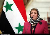 دیدار و نشست خبری علی لاریجانی و هدیه خلف عباسی روسای مجالس ایران و سوریه 