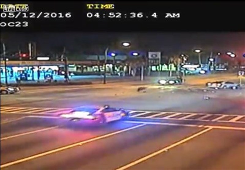 فیلم / تصادف مرگبار ماشین پلیس آمریکا با 180 کیلومتر سرعت !