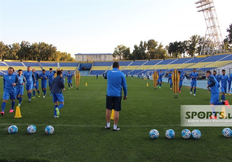 تصاویری از تمرینات تیم ملی ازبکستان در آستانه دیدار مقابل ایران