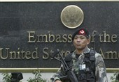 شلیک گاز اشک‌آور به سمت صدها معترض مقابل سفارت آمریکا در مانیل
