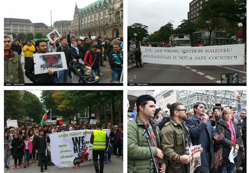 تظاهرات پناهجویان افغان در آلمان در اعتراض به سیاست‌های «برلین-کابل» + تصاویر