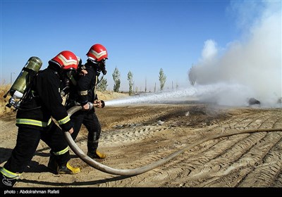 مانور زلزله و اتفای حریق تصفیه خانه شهید بهشتی همدان