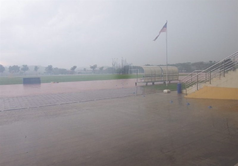 فیلم اختصاصی «تسنیم» از باران شدید در محل تمرین تیم ملی