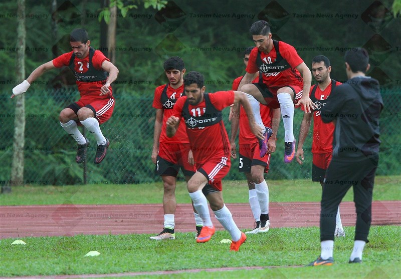 تمرین تیم ملی فوتبال در مالزی