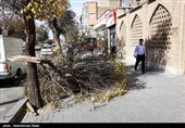 طوفان و گرد و غبار در همدان