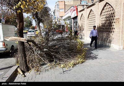 طوفان و گرد و غبار در همدان