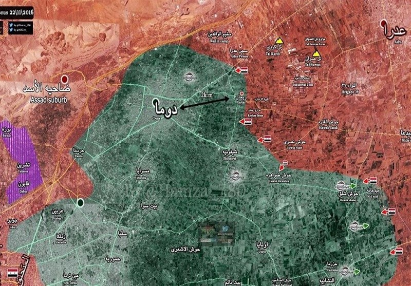 الجيش السوري يسيطر على خنادق وأنفاق للإرهابيين على محور "حرستا" بريف دمشق +خريطة