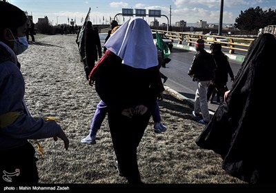 Muslim Pilgrims Walk to Shrine of Imam Reza in Mashhad