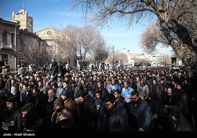مراسم تشییع جانباختگان حادثه قطار هفت خوان در تبریز