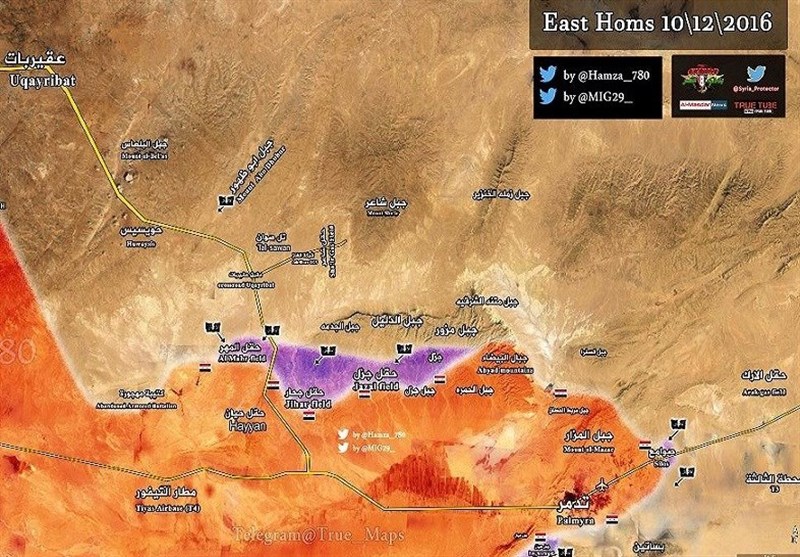 الجیش السوری یشتبک مع داعش قرب حقول غاز حمص + خریطة