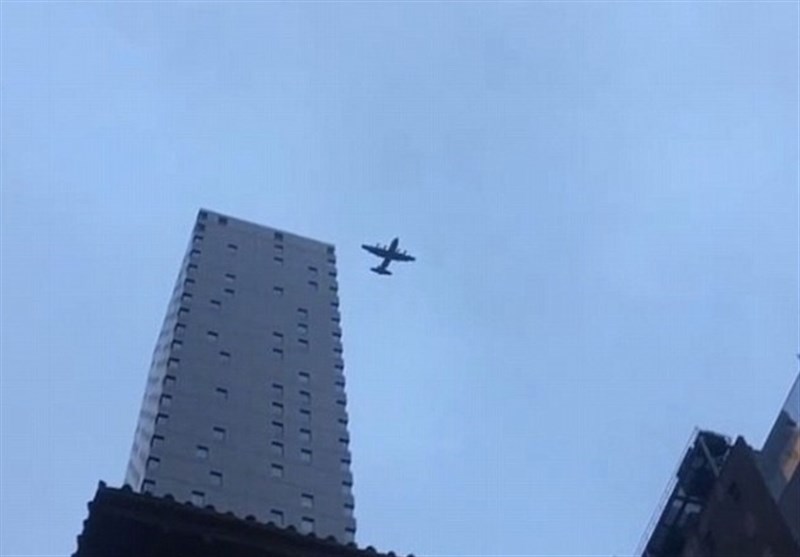 پرواز هواپیمای نظامی بر فراز منتهن و هراس از 11 سپتامبری دیگر+فیلم