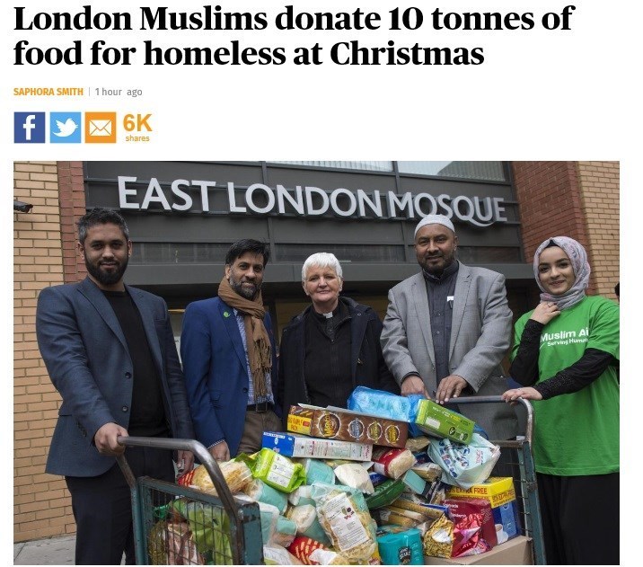 جمع‌آوری کمک‌های مالی و غذایی توسط مسلمان برای بی‌خانمانان انگلیس