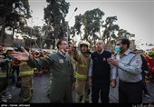 مهار آتش در ساختمان پلاسکو تهران