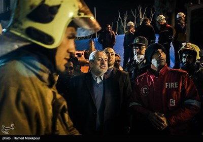 حضور عباس جعفری دولت‌آبادی دادستان تهران در محل عملیات آوار برداری ساختمان پلاسکو