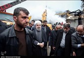 بازدید روحانی از عملیات امداد و نجات در پلاسکو + تصاویر