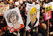 عکس / تظاهرات مردم انگلیس علیه دونالد ترامپ و ترزا می