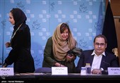 رضا داوودنژاد، سیما تیرانداز و ترلان پروانه در نشست خبری فیلم فِراری - سی و پنجمین جشنواره فیلم فجر