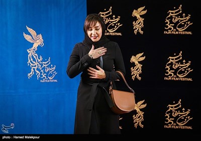 هانیه توسلی بازیگر فیلم مادری در پنجمین روز سی و پنجمین جشنواره فیلم فجر - برج میلاد