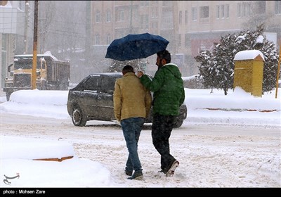 هطول الثلوج فی مدینة اردبیل الایرانیة