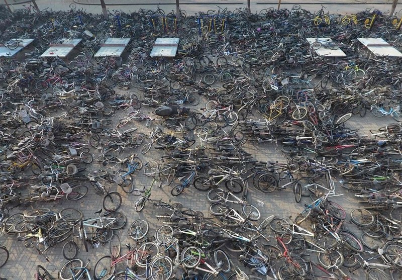 عکس/پارکینگ دوچرخه دانشجویان در یکی از دانشگاه‌های چین