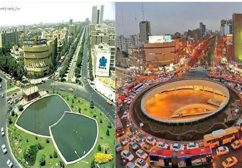 نمایی از میدان ولیعصر در 50 سال گذشته و اکنون