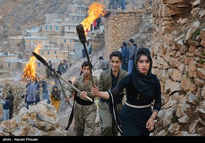 Ancient Ceremony in Iranian Kurdish Village in Celebration of Norooz