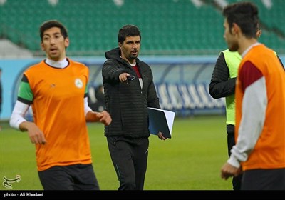 تمرین و نشست خبری تیم فوتبال ذوب آهن قبل از دیدار با بنیاد کار ازبکستان