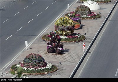 عید نوروز پر مشہد شہر کی پھولوں سے تزئین و آرائش