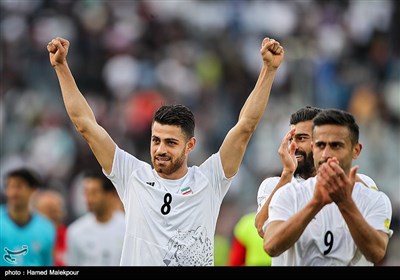 شادی بازیکنان تیم ملی فوتبال ایران پس از پایان دیدار
