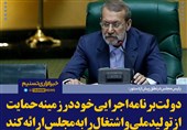 فتوتیتر/لاریجانی:دولت برنامه اجرایی خود در زمینه حمایت از تولید ملی و اشتغال را به مجلس ارائه کند