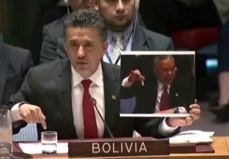 نماینده بولیوی: آمریکا دروغ می‌گوید تا جنگ را توجیه کند+عکس